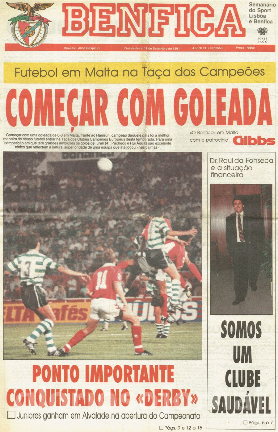 jornal o benfica 2553 1991-09-19